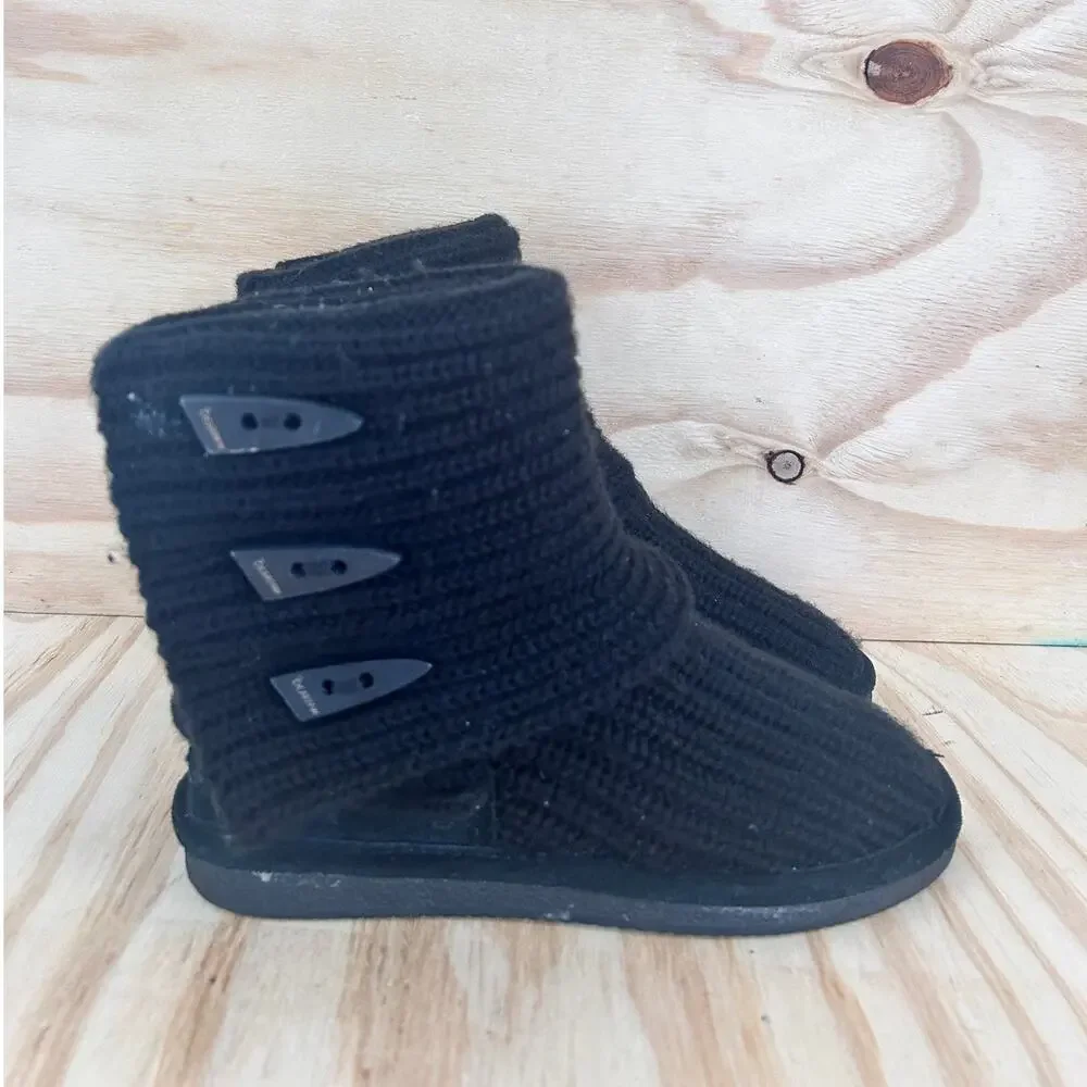 Bearpaw - Knit Tall Fold Over - Winter Boots - Black - Women's - 7